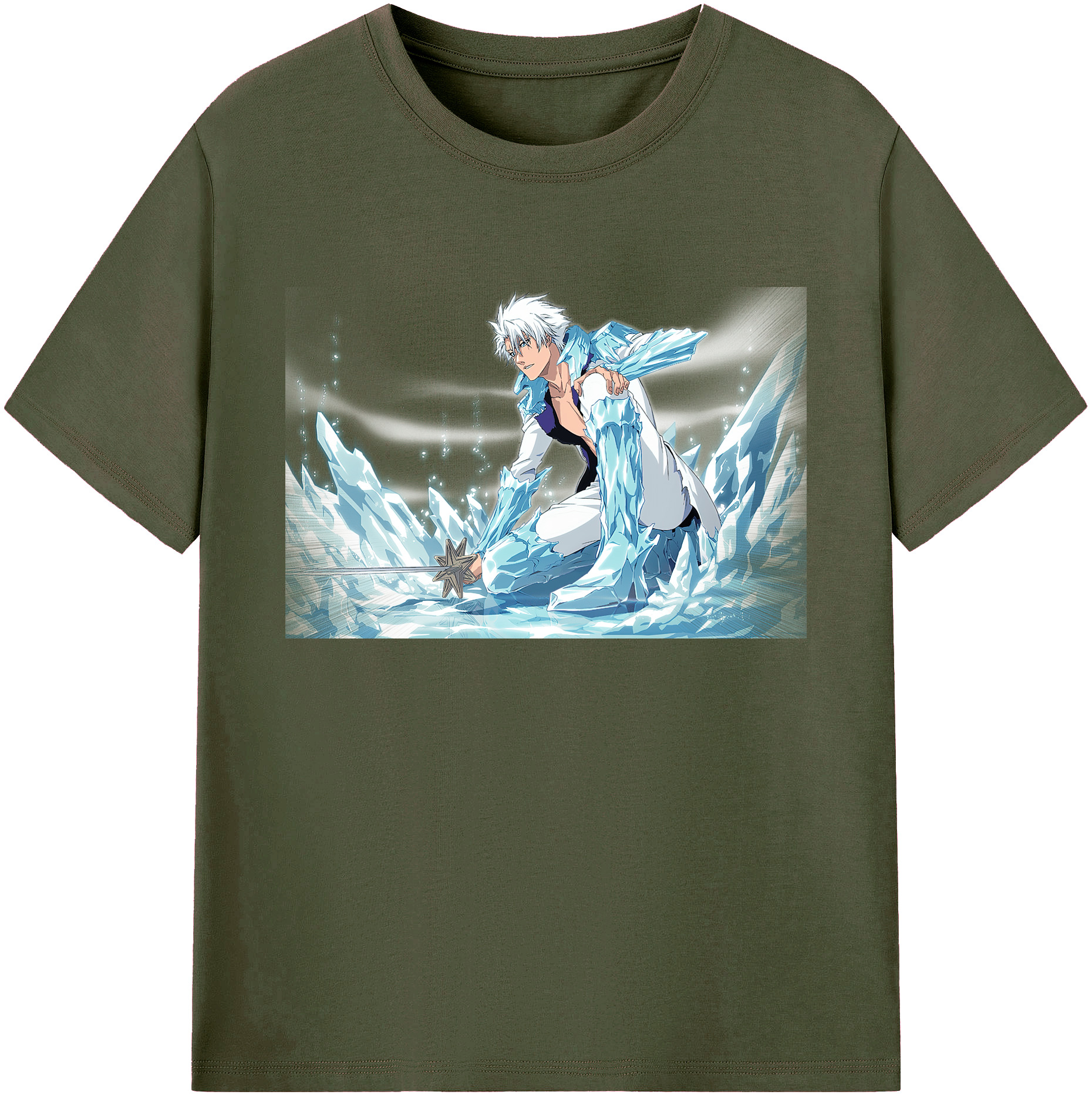 （画像用） ブリーチ 日番谷冬獅郎（ひつがや とうしろう） BLEACH Hitsugaya Toushirou 綿100％ メンズ半袖Tシャツ｜肌触りやわらか＆通気性